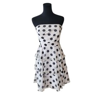 WHBM Black & White Strapless Polka Dot Dress Size 2